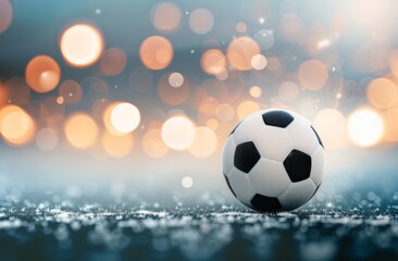 Fototapeta premium Soccer Ball on a Snowy Field