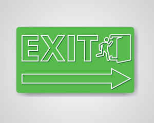 Exit Sign with a Green Rectangular Board Icon