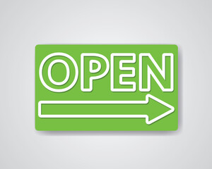 Open Sign with a Green Rectangular Board Icon