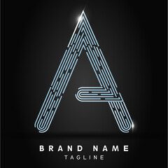 A Letter Logo concept Diamond Linear style. Creative Minimal Monochrome Monogram emblem design template. Graphic Alphabet Symbol for Luxury Fashion Corporate Business Identity. Elegant Vector element
