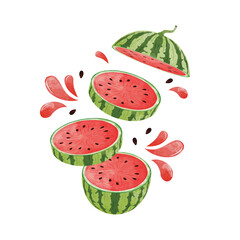 Watermelon packaging design templates, watercolour style vector illustration.