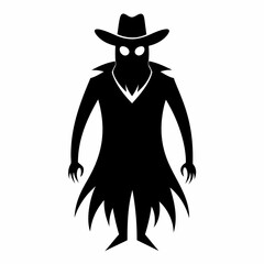 Halloween cowboy ghost black vector silhouette