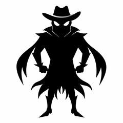 Halloween cowboy ghost black vector silhouette