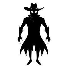 Halloween cowboy ghost black vector silhouette