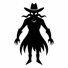 Halloween cowboy ghost black vector silhouette
