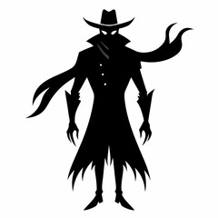 Halloween cowboy ghost black vector silhouette