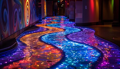 Obraz premium a colorful floor with lights.