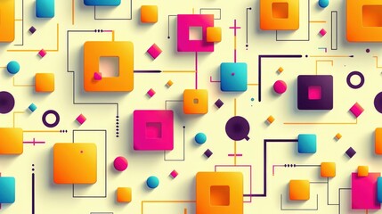 Abstract Geometric Pattern with Colorful Squares