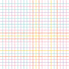Vector hand drawn cute checkered pattern. Doodle Plaid geometrical simple texture. Crossing diagonal lines. Abstract cute delicate pattern ideal for fabric, textile, wallpaper