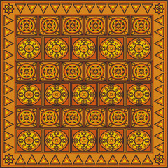 Vibrant Ornamental Patterns with Geometric and Floral Designs in Warm Tones