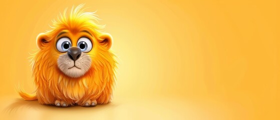 Obraz premium A cartoon animal, tightly framed, gazes sadly at the viewer against a bright yellow backdrop