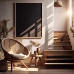 modern living room with black canvas