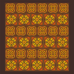 Vibrant Ornamental Patterns with Geometric and Floral Designs in Warm Tones