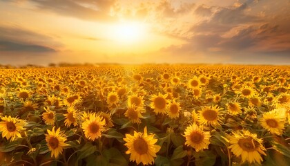 Obraz premium Sommerlicher Glanz: Sonnenblumenfeld in der Sonne