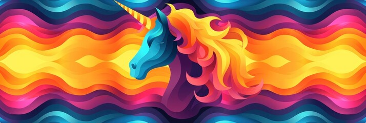 Fototapeta premium Abstract Rainbow Unicorn on Colorful Wavy