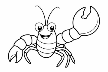 Funny Lobster Vector Illustration and Cartoon Clipart with White Background, Funny lobster vector, cartoon clipart, and line art on white background.