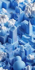 Obraz premium Abstract 3D Rendering of Geometric Shapes in Blue