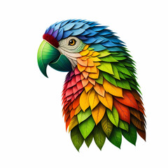 Obraz premium dragon parrot kangaroo eagle wolf wan tiger lion bear giraffe deer moose crane animal nature image leaf covered animal image on white gackground