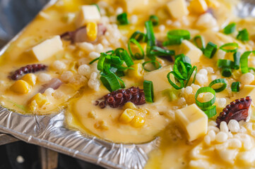 たこ焼きの生地が固まりだす