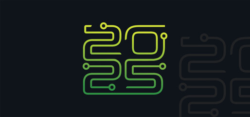  wordmark logo 2025, Happy new year 2025 vector logo.