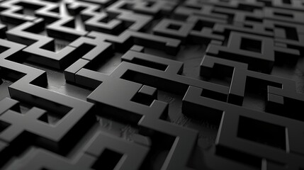 Futuristic pattern of black geometric shapes, perfect for technology or abstract design projects