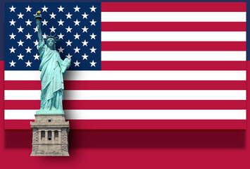 Naklejka premium the Statue of Liberty of the United States of America, flag of America, simplified