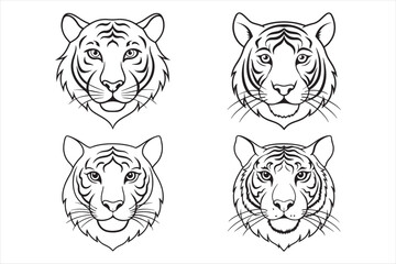 Logo tiger head modern silhouette vector white background