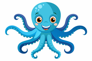 Funny Octopus Vector Illustration Cartoon, Clipart And Line Art Design on White Background, Funny octopus cartoon vector with white background: clipart, illustration, and line art design.