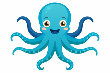 Funny Octopus Vector Illustration Cartoon, Clipart And Line Art Design on White Background, Funny octopus cartoon vector with white background: clipart, illustration, and line art design. © raseldesigner93