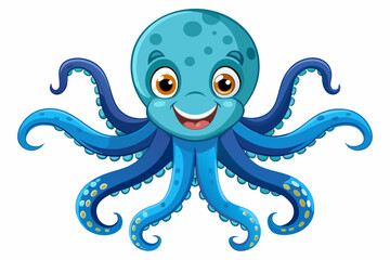 Funny Octopus Vector Illustration Cartoon, Clipart And Line Art Design on White Background, Funny octopus cartoon vector with white background: clipart, illustration, and line art design. © raseldesigner93