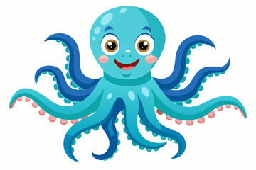 Funny Octopus Vector Illustration Cartoon, Clipart And Line Art Design on White Background, Funny octopus cartoon vector with white background: clipart, illustration, and line art design.