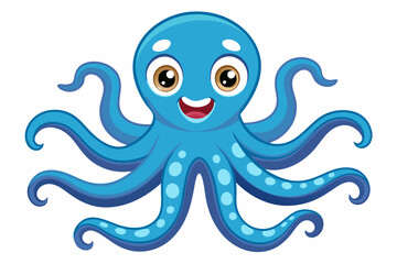 Funny Octopus Vector Illustration Cartoon, Clipart And Line Art Design on White Background, Funny octopus cartoon vector with white background: clipart, illustration, and line art design.