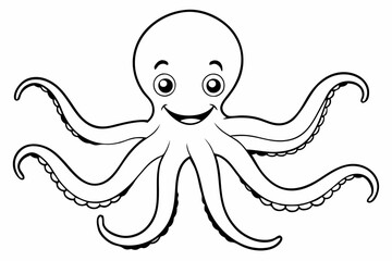 Funny Octopus Vector Illustration Cartoon, Clipart And Line Art Design on White Background, Funny octopus cartoon vector with white background: clipart, illustration, and line art design.