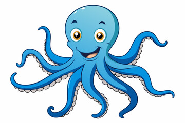 Funny Octopus Vector Illustration Cartoon, Clipart And Line Art Design on White Background, Funny octopus cartoon vector with white background: clipart, illustration, and line art design.