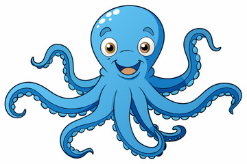 Funny Octopus Vector Illustration Cartoon, Clipart And Line Art Design on White Background, Funny octopus cartoon vector with white background: clipart, illustration, and line art design.