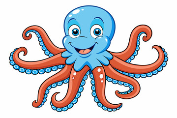 Funny Octopus Vector Illustration Cartoon, Clipart And Line Art Design on White Background, Funny octopus cartoon vector with white background: clipart, illustration, and line art design.