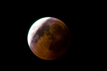 Partial lunar eclipse in the dark