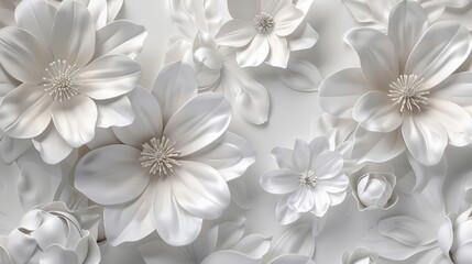 3d wallpaper white flowers 