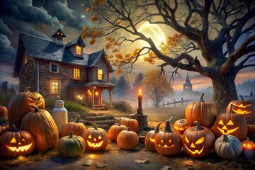 halloween background with pumpkins
