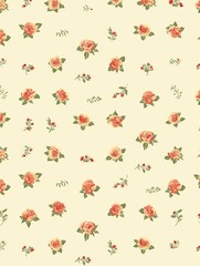 A floral patterned wallpaper with many roses and leaves. background