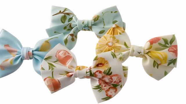 A charming trio of pastel hair bows each with a different fruitinspired pattern and a classic bow shape perfect for adding a touch of sweetness to any hairstyle.