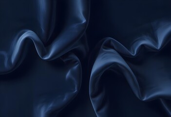 Fototapeta premium Dark blue velvet texture sample background, smooth, some waves, well enlighted