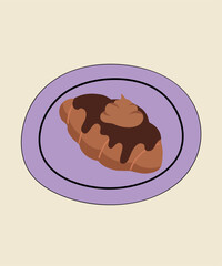 Flat Design Illustration With Croissant at Chocolate Taste