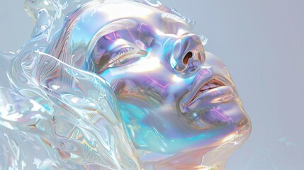 Emergence of AI / Concept of futuristic holographic humanoid technology / Portrait of AI