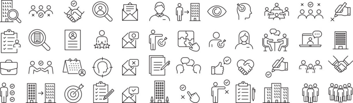 ベクターの人事に関する線画アイコンセット