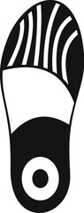 Black and white icon of an orthopedic insole showing the bottom view for arch support