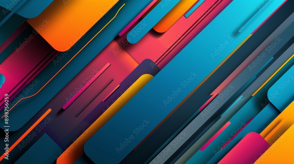 Poster a colorful abstract design with diagonal lines and overlapping layers, symbolizing movement, energy,