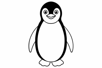 Funny Penguin Vector Illustration, Cartoon, Clipart, Line Art Design on White Background, Funny penguin vector illustration, cartoon, clipart, and line art design on white background.