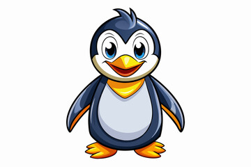 Obraz premium Funny Penguin Vector Illustration, Cartoon, Clipart, Line Art Design on White Background, Funny penguin vector illustration, cartoon, clipart, and line art design on white background.