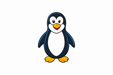 Fototapeta premium Funny Penguin Vector Illustration, Cartoon, Clipart, Line Art Design on White Background, Funny penguin vector illustration, cartoon, clipart, and line art design on white background.